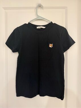 MAISON KITSUNE Navy Fox Patch Tee Small